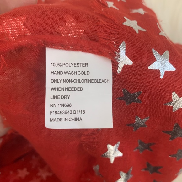 Infinity Scarf- red with silver stars. - Picture 6 of 6
